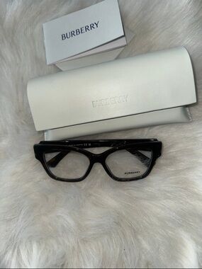 Burberry White Case with Black Frame Glasses